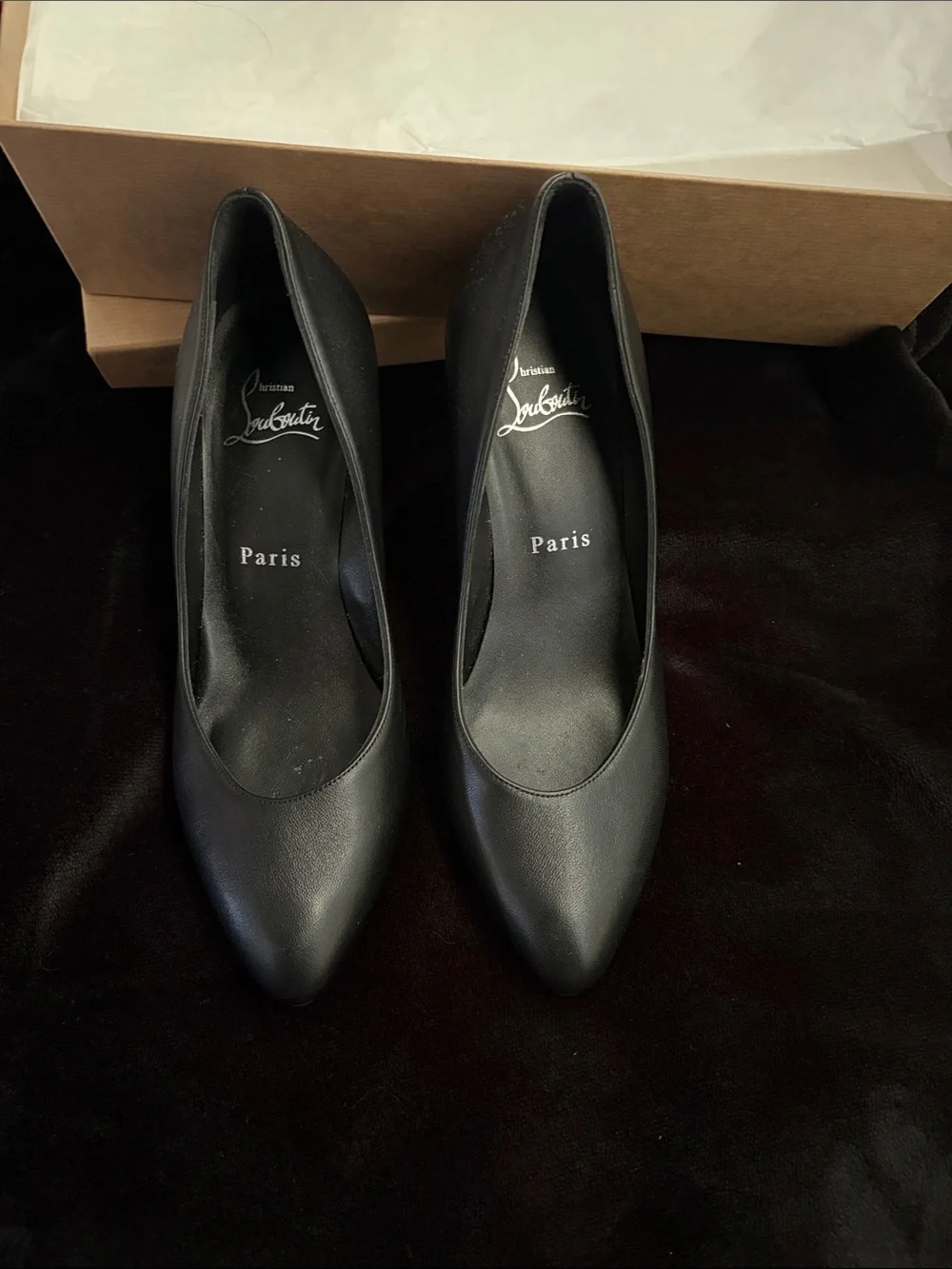 Christian Louboutin Black Leather Pumps with Red Sole